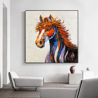 Horse Oil Painting Painted By Hand Animal Wall Art Canvas Art Horses Wall Art For Modern Kids Room Wall Decor