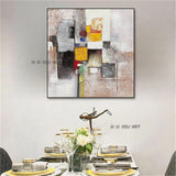 Hand Painted Modern Abstract Canvas Painting Orange Yellow Gray White Mural Entrance