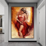 Hand Painted Beautiful Portrait Painting Spanish Girl Modern Canvas Painting Modern Art