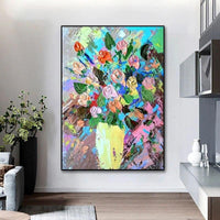 Texture Thick Vase Flower Hand Painted On Canvas Abstract Wall Art Home Wall Decoration Hand Painted Flower