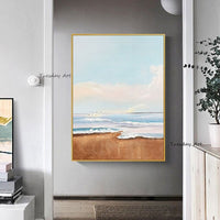 Landscape Hand Painted Abstract Beach Scenery Decorative Modern Canvas Painting