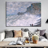 Hand Painted Claude Monet Rough weather at Étretat Canvas Oil Painting Paintingatio