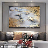 Gold Abstract Hand Painted canvas painting wall art pictures home hallway wall decor gold texture quadro decor