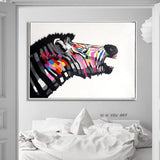 Top Artist Hand Painted High Quality Funny Animal on Canvas Hand Painted Colorful Zebra