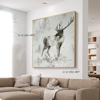 Hand Painted Elk Animal Modern Style Deer Bedroom office bar Home decoration