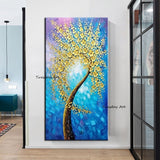 Hand Painted Knife Flower Tree Oil Painting Abstract Modern On Canvas