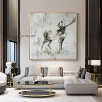 Hand Painted Elk Animal Modern Style Deer Bedroom office bar Home decoration