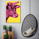 Hand Painted Colorful Cow Andy Warhol Animal Oil Paintings Wall Art Abstract Modern