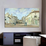 Hand Painted Claude Monet Impression An Old Street of Chaussee Argenteuil 1872 Landscape Oil Painting Canvas Art Wall