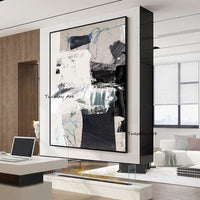 Hand Painted Oil Paintings On Art Knife Black and White Lines Abstract Canvas Decoration Painting