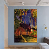 Hand Painted Oil Painting Paul Gauguin Hut under the Palm Tree Abstract Classic Retro Room Decor