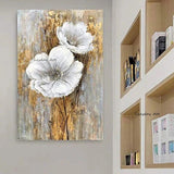 Hand Painted Oil Paintings Gold Foil Classical Flowers Canvass Modern Room Decoration