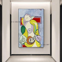 Hand Painted Pablo Picasso Famous Reading Canvas Art Artwork Decorative Home