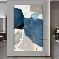 Hand Painted Art Oil Painting Color Block Line Abstract Canvas Art For Modern Homes