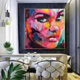 Portrait Face Oil painting Palette Knife Impasto figure canvas Hand Painted Francoise Nielly Wall Art