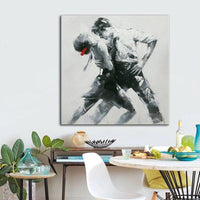 Hand Painted Retro Men and Women Dance Abstract Oil Painting Canvas Modern Wall Decor