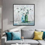 Plant Hand Painted Oil Painting Still Life Flower Abstract Art Canvas Corridor Office