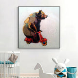 Hand Painted Modern Animal Abstract Decorative Lovely Bear Oil Painting On Canvas Decor As