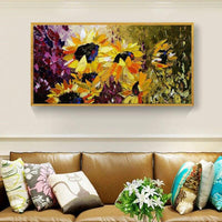 Modern Abstract Hand Painted Flower Van Gogh Sunflower Painting on Canvas Art Poster Decoration