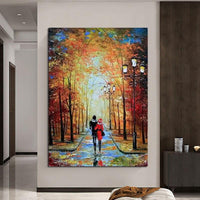 Hand Painted Modern Oil Painting Street People Landscape Abstract Canvas Wall Art