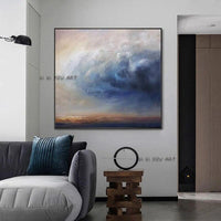 Hand Painted Wall Art Abstract Blue Cloud Landscape Hand Painted Bedroom