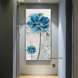 Hand Painted Art Oil Painting Hand Painted Textured Flower Abstract Wall Canvas Artwork Entrance Decor