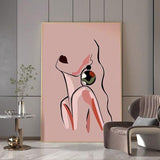 Abstract Hand Painted Sexy Woman Canvas Oil Painting Minimalist Line Body Nordics Decor