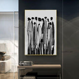 Modern Black White Hand Painted Abstract Characters Fashion Painting Canvas Arts