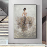 Home decoration Hand Painted Wedding Dress Girl Canvas Painting Modern Style Bedroom