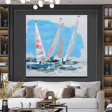 Hand Painted Oil Painting Knife Painting Modern Cloud Sailing Boat Mural Arts