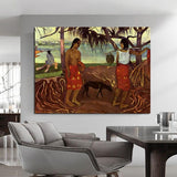 Paul Gauguin Hand Painted Oil Painting Under Pandanus Abstract People Landscape Classic Retro Decor