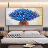 Hand Painted Oil Painting Blue Knife Flower Abstract Size