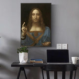 Hand Painted Salvator Mundi Wall Art Canvas Oil Paintings Leonardo Da Vinci Famousative Canvas