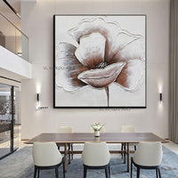 Art Hand-Painted Abstract Oil Modern Minimalist Romantic Daisy American Dining Room