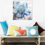 Hand Painted Blue Flower Hand Painted Oil Painting on Canvas The s