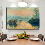 Hand Painted Monet Sunset Woods Creek Sunshine Canvas Oil Paintings Room Wall Art Painting Abstract Decoratio