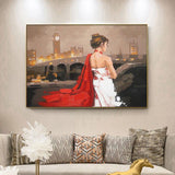 Modern Hand Painted Beautiful Ballerina Oil Painting Abstract Character Art Mural