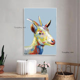 Hand Painted Cartoon goat Abstract Oil Painting On Canvas Palette Knife 3D Animals Painting For Children Room