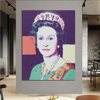 Hand PaintedQueen Elizabeth II Andy Warhol Masterpiece Canvas Oil Paintings Walls