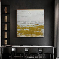 Hand Painted Abstract Gold Foil Art Oil Painting On Canvas Wall Adornment For Live Room