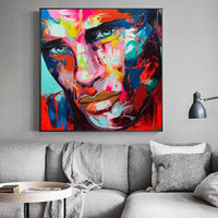 Hand Painted Knife Face Oil Painting on Canvas Abstract Art Figure Wall Painting