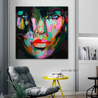 Modern Francoise Nielly Style Canvas Painting Palette Knife Face Wall Art