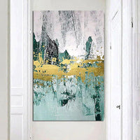 Hand Painted Golden Abstract Canvas Oil Painting Art Wall Mural For Modern Home Decor