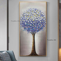 Abstract Purple Knife Flower 3D Oil Painting Canvas for Wall Art