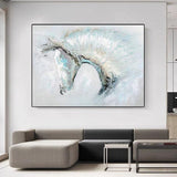 Artist Hand Painted High Quality Abstract White Horse on Canvas Abstract White Horse Painting