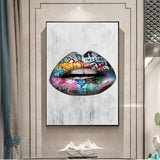 Hand Painted Oil Paintings Modern Street Art Sexy Lips Abstract Room Decorations