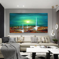 Hand Painted Seascape Abstract Oil Painting Scandinavian Canvas Painting