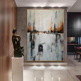 Modern Hand Painted Abstract Oil Painting Decor Contemporary Original Canvas Art Vertical Mural