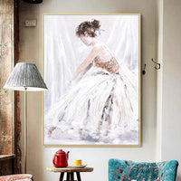 Hand Painted Modern Abstract Light Luxury Ballerina Oil Painting Decorative Mural As