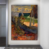 Hand Painted Oil Painting Paul Gauguin The Poor Fisherman Figure Landscape Abstract Retro